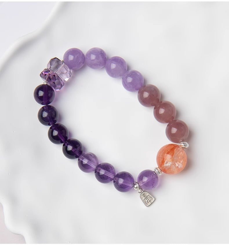 Natural Amethyst Nine-Purple Fire Bracelet — Lucky Exam Charm for Women
