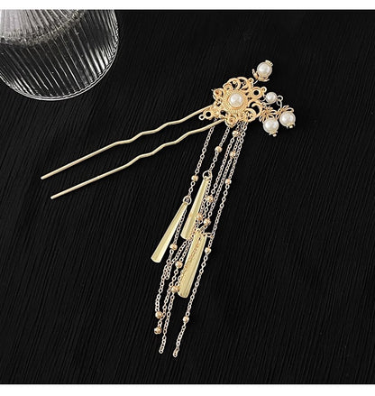 Elegant Pearl Hairpin | Chinese Style Cheongsam Back Hair Accessory