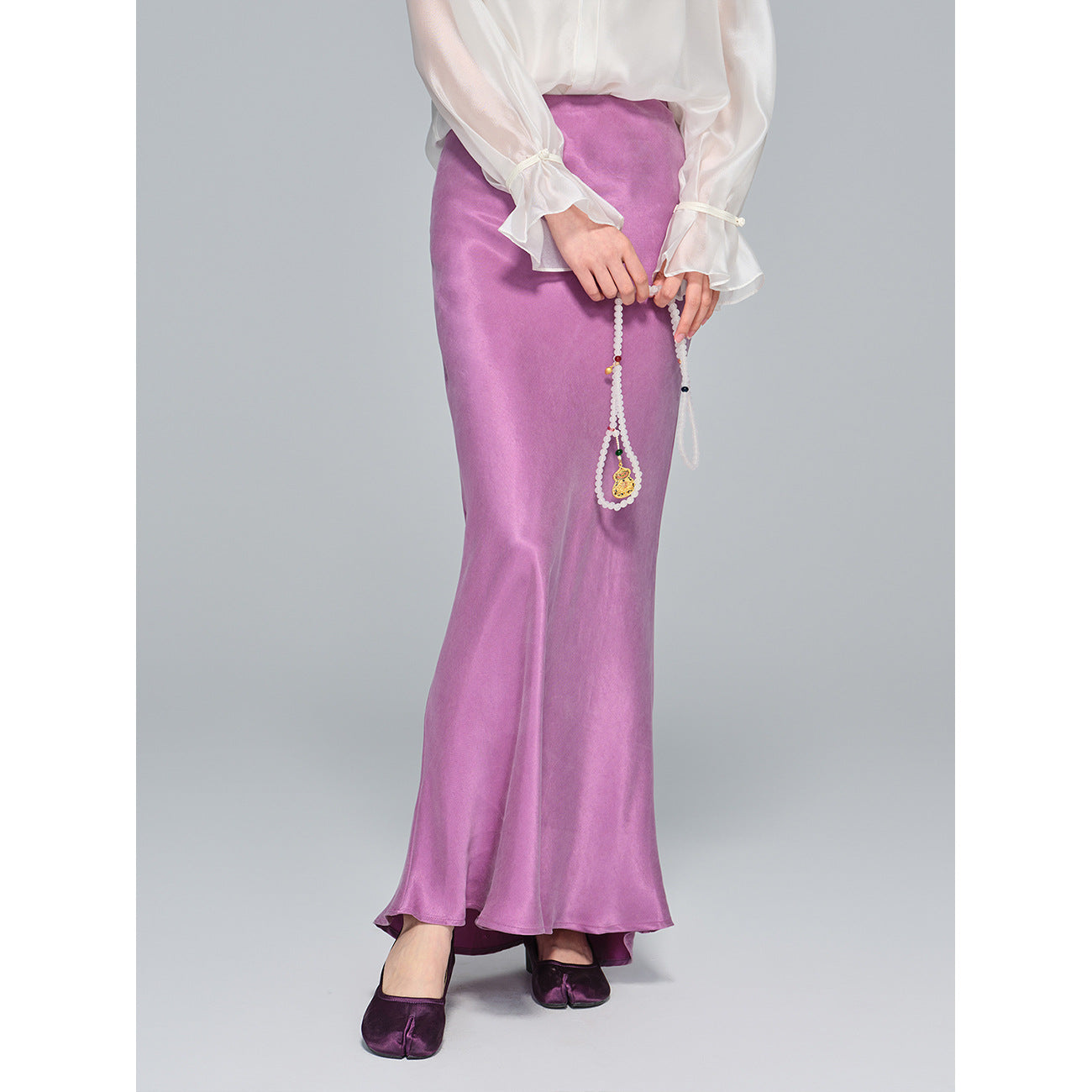 Elegant Light National Style Copper Ammonia Silk Skirt