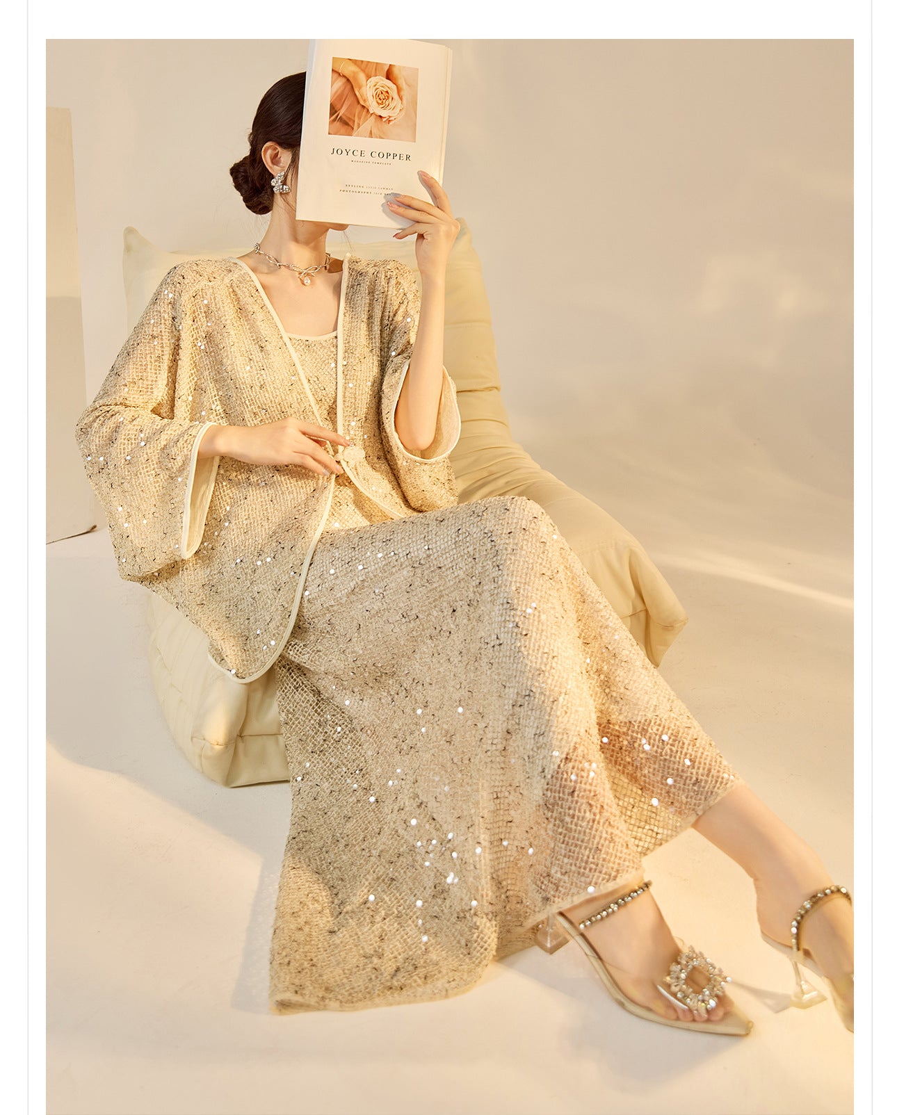 Autumn New Chinese Sequin Embroidered High-End Coat Dress Set