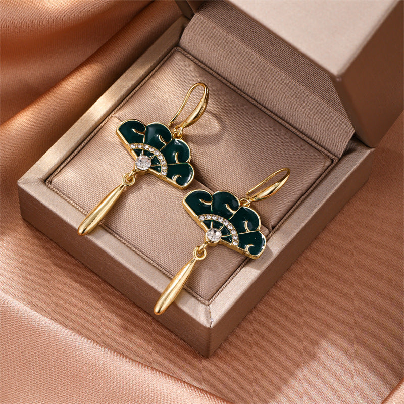 Chinese Style Fan Earrings — Handmade Tassel Ear Accessories for Women
