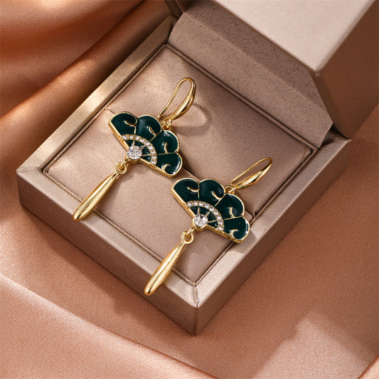 Chinese Style Fan Earrings — Handmade Tassel Ear Accessories for Women