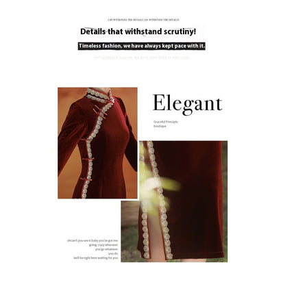 Autumn Winter Mid-Sleeve Qipao – Mother’s Toast Dress