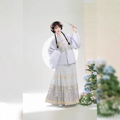 Trees of Sea 2025 New Ming Hanfu Set Stand Collar Embroidered Horse Face Skirt