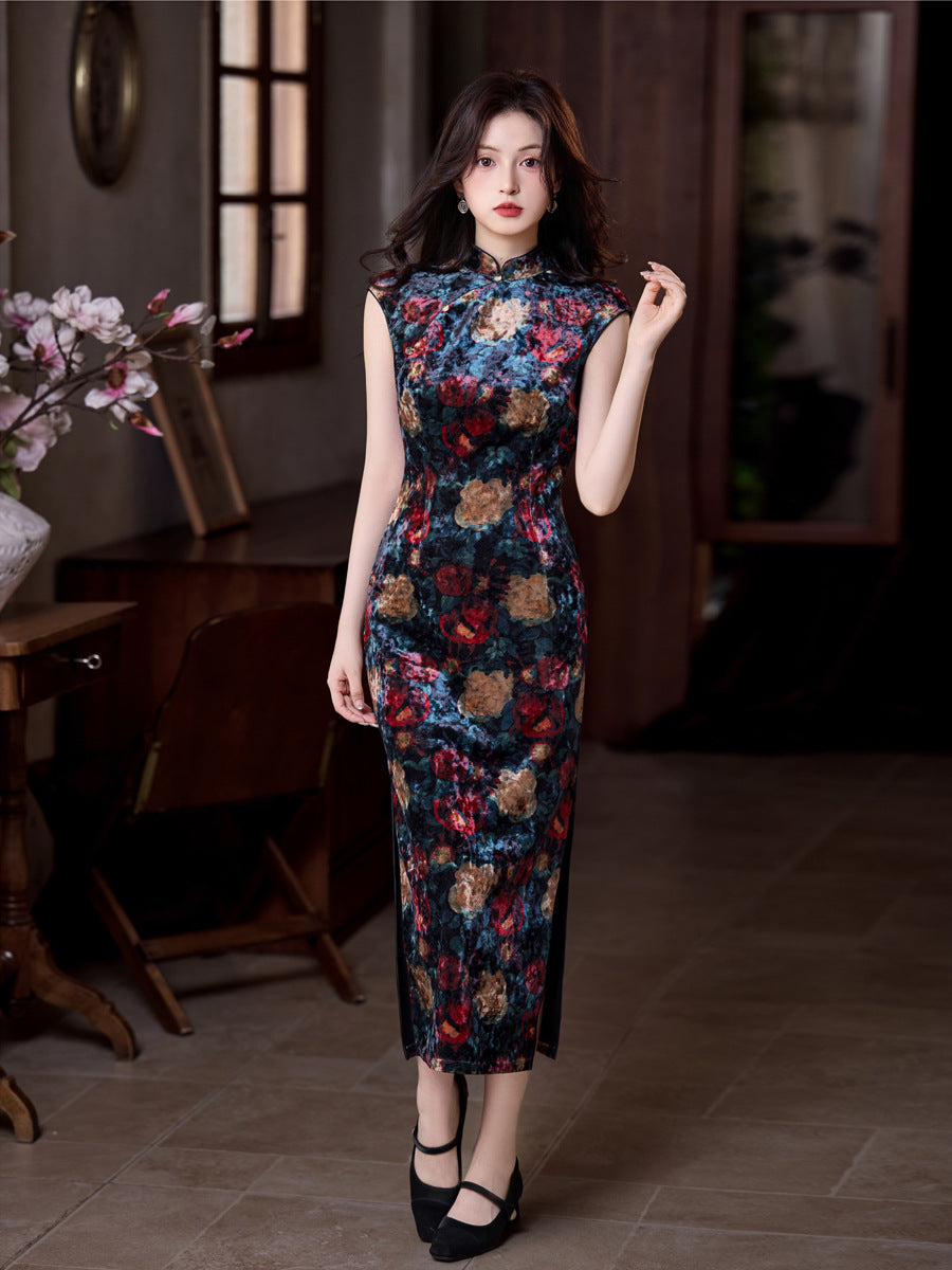 New Chinese Style Cheongsam – Retro Sleeveless Slimming Dress