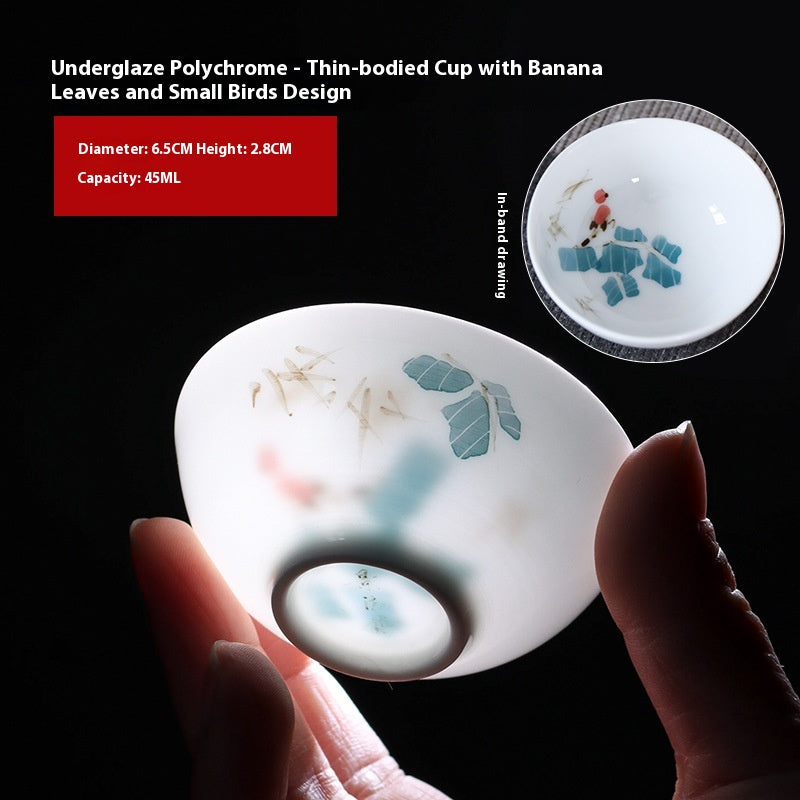 Hand-Painted Blue and White Porcelain Master Tea Cup Jingdezhen