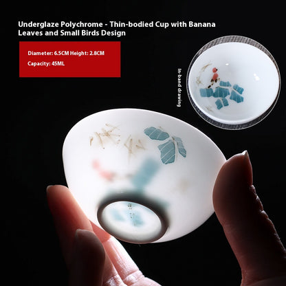 Hand-Painted Blue and White Porcelain Master Tea Cup Jingdezhen