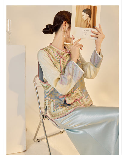 2025 New Chinese Style Elegant Jacquard Shirt | High-End Embroidered Button Top