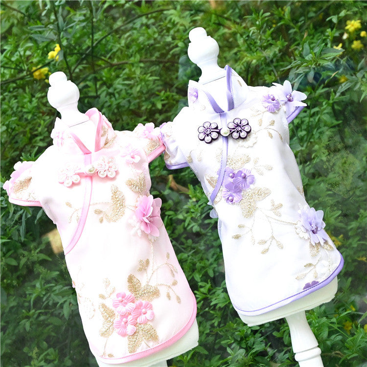 New Chinese Style Pet Cheongsam for Cats and Dogs Spring Summer