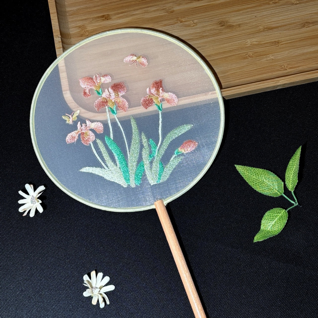 Handmade Chinese Round Fan — Summer Hanfu Cheongsam Embroidered Fan