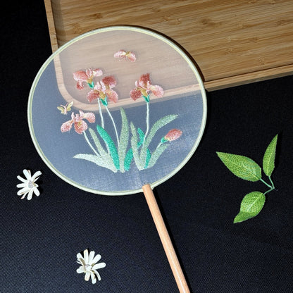 Handmade Chinese Round Fan — Summer Hanfu Cheongsam Embroidered Fan