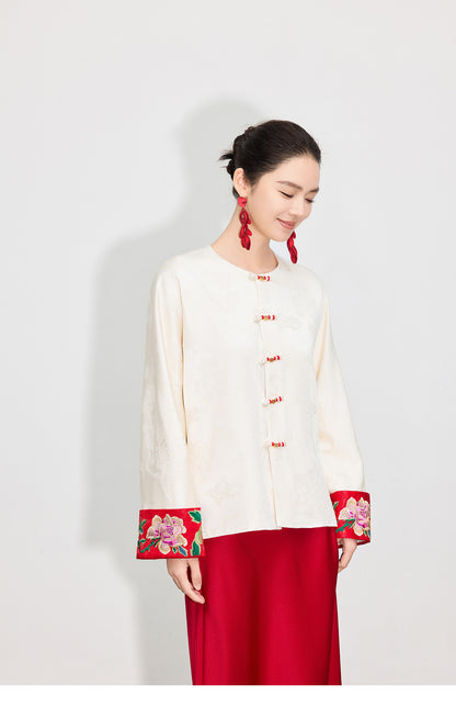 Stylish National Style Embroidered Top for Women