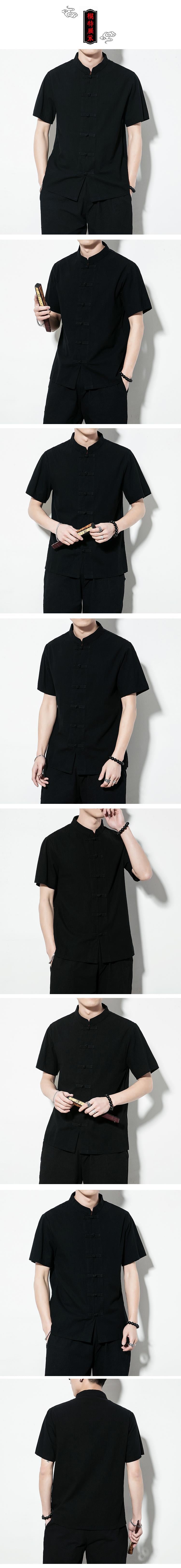 Summer Chinese Style Men’s Shirt — Linen Tang Suit Retro Short Sleeve