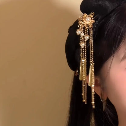 Elegant Pearl Hairpin | Chinese Style Cheongsam Back Hair Accessory