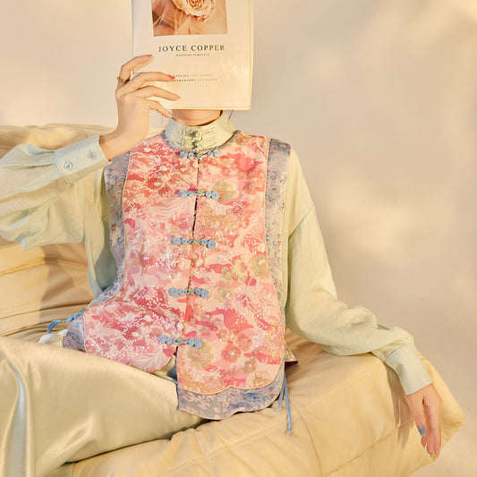 Jacquard Sequin Tank Top – Elegant National Style Women's Wear