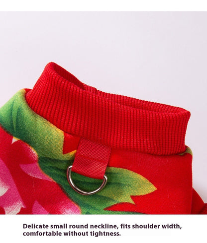 Floral Two-Leg Warm Pet Coat Small Dog Cat Autumn Winter Jacket