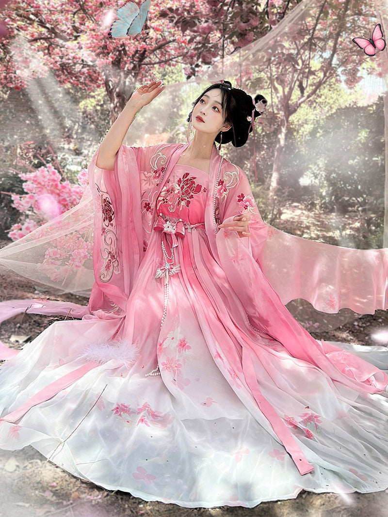 Oriental Ancient Hanfu Costume — Heavy Embroidery Summer Outfit