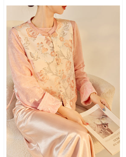 Elegant Jacquard Sleeveless Vest & Skirt Set for Autumn