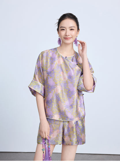 Elegant Chinese Style Summer Top & Shorts Outfit