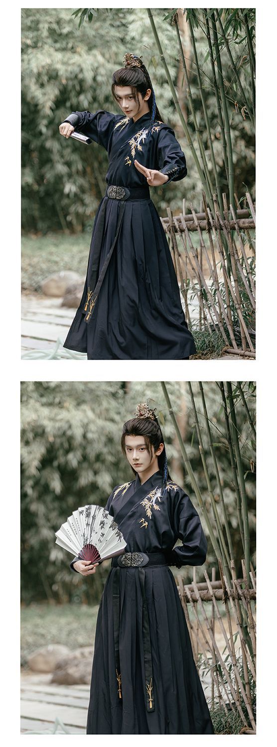Men's Black Hanfu Wei Jin Swordsman Style Ancient Chinese Outfit
