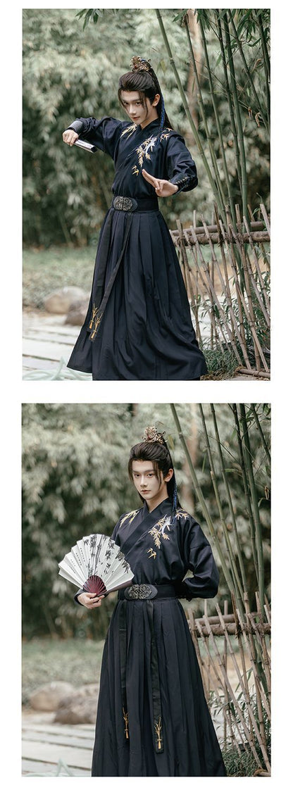 Men's Black Hanfu Wei Jin Swordsman Style Ancient Chinese Outfit