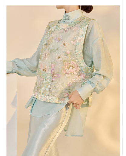 Embroidered Mulberry Silk Vest – New Chinese Style Women's Top