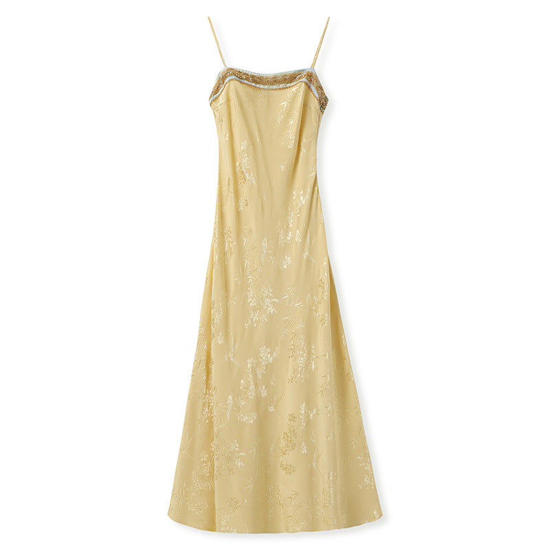 Elegant New Chinese Embroidered Jacquard Cardigan & Strap Dress Set