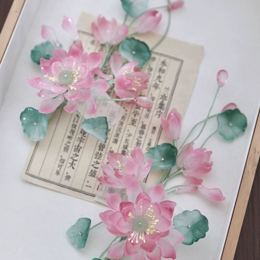 Lotus Flower Hair Clips New Chinese Style Hanfu Cheongsam Accessories