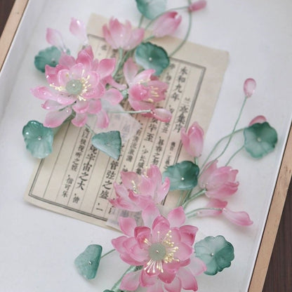 Lotus Flower Hair Clips New Chinese Style Hanfu Cheongsam Accessories