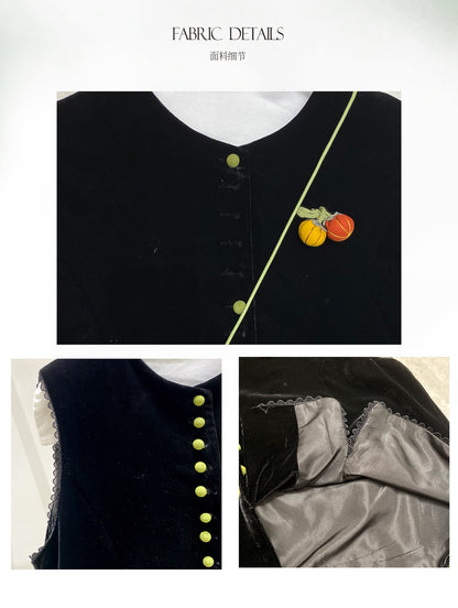 High-End 3D Pumpkin Velvet Vest for Women