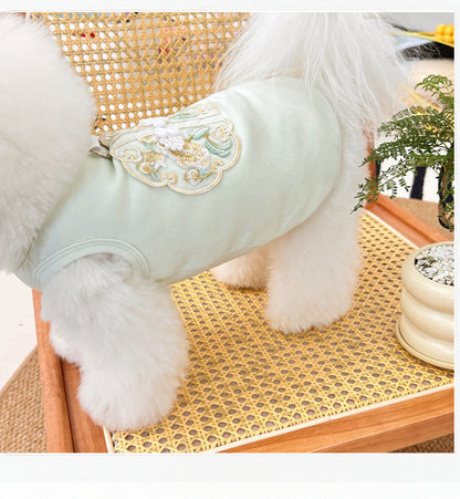 Spring Summer Pet Chinese Style Embroidered Vest for Dogs and Cats