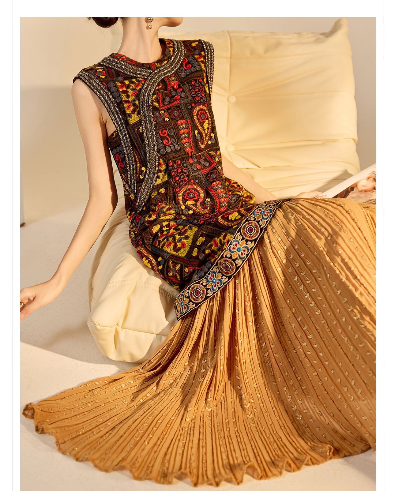 High-End Summer Dress for Women |New Chinese Style Embroidered Long Dress