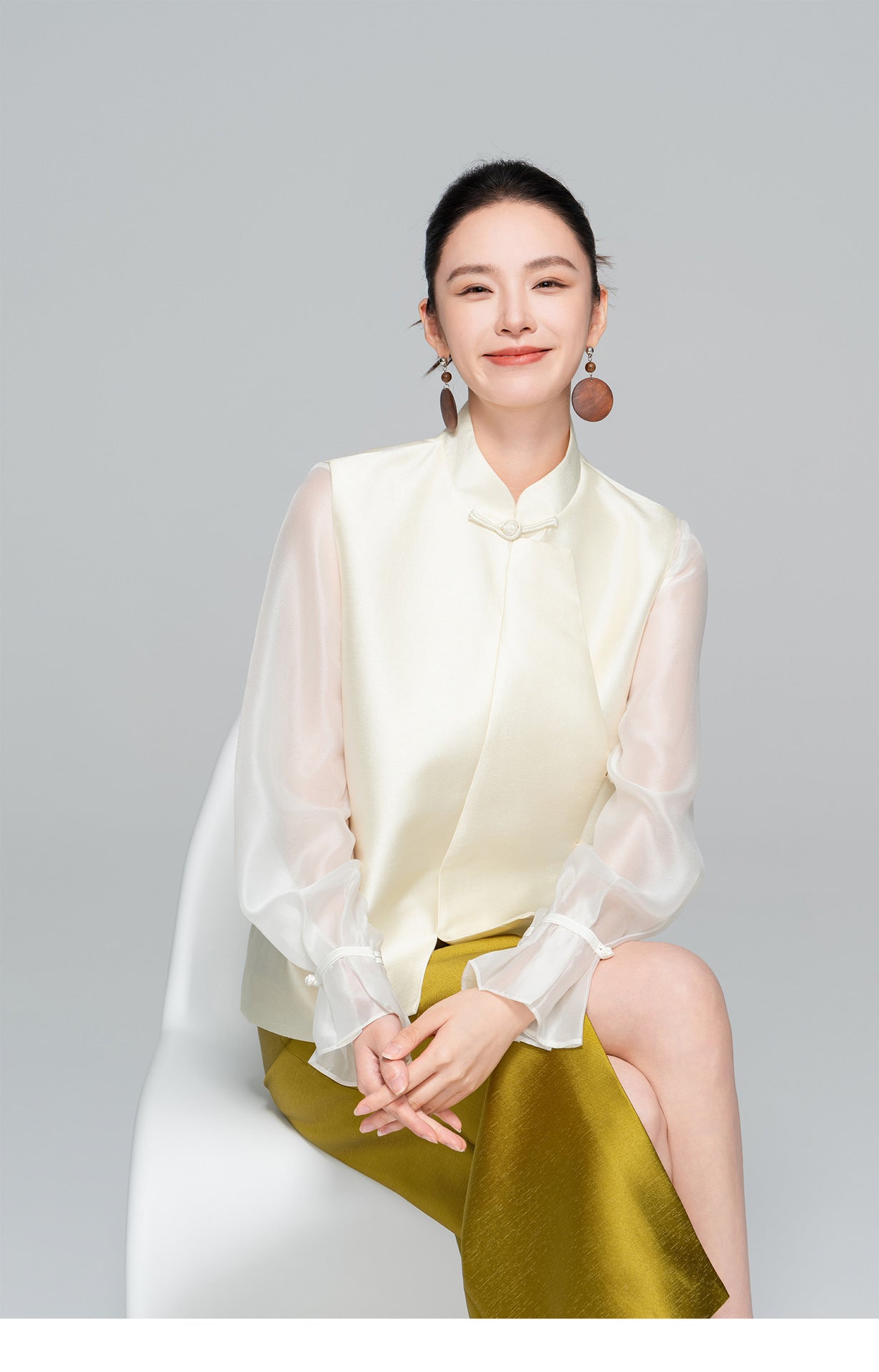 Layered Sleeveless Vest with Side Slit for Women