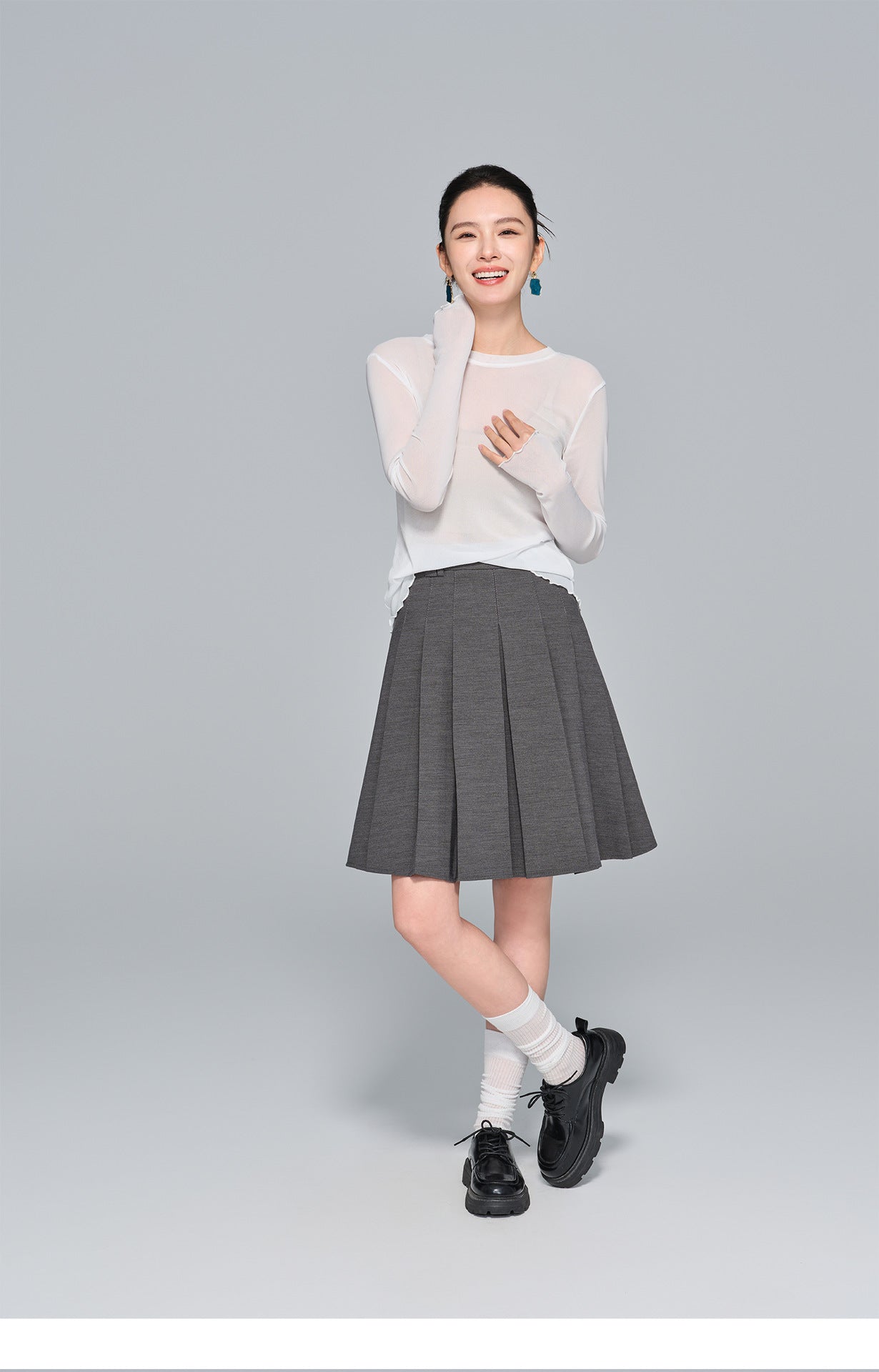 Elegant Versatile Pleated Skirt, High-Waist Design
