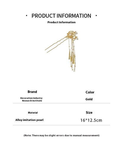 Elegant Pearl Hairpin | Chinese Style Cheongsam Back Hair Accessory