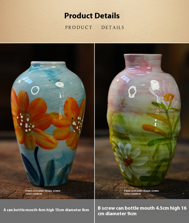 Jingdezhen Handmade Ceramic Vase — Oil Painting Style Small Home Decor