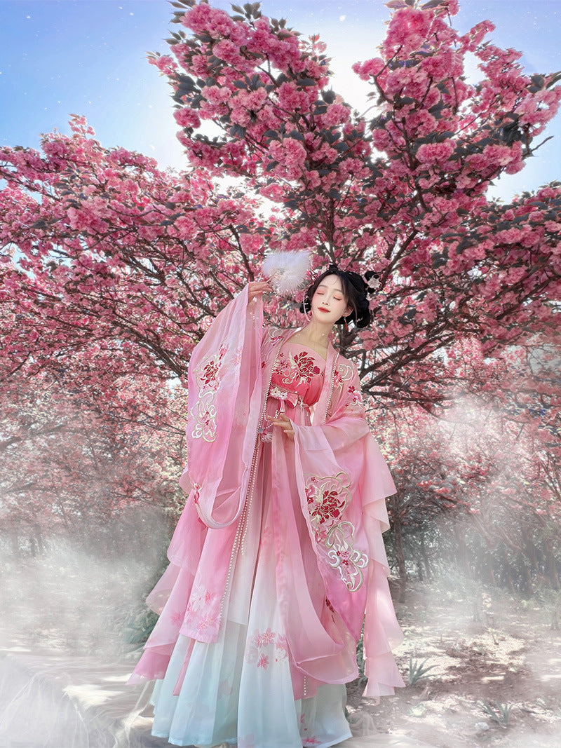 Oriental Ancient Hanfu Costume — Heavy Embroidery Summer Outfit