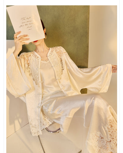 New Chinese Style Embroidered Jacket Skirt Set | Heavy Bead Lace Patchwork