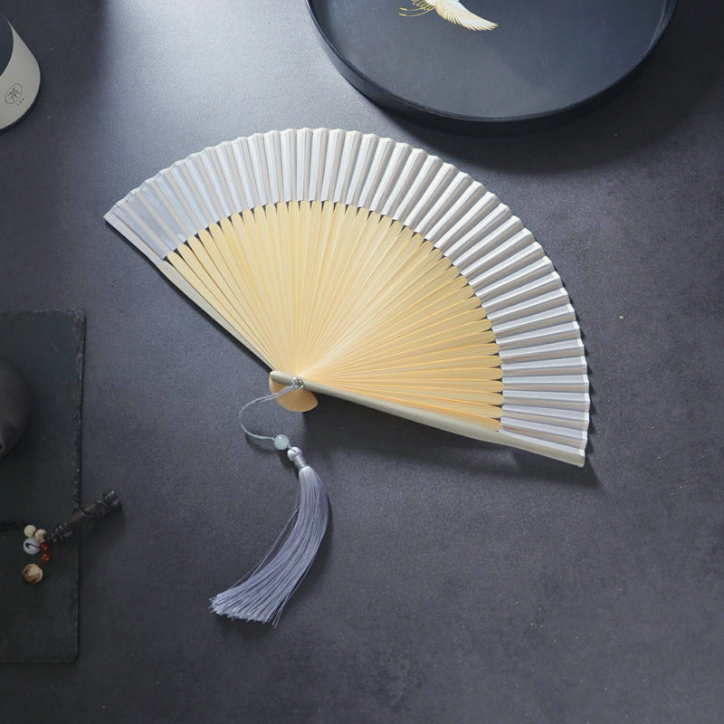 Handheld Green Folding Fan — Chinese Hanfu National Style Summer Fan