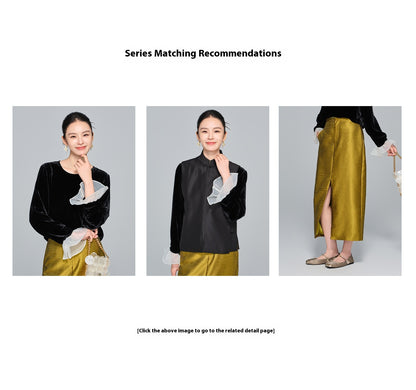 Slimming High-Waist Midi Skirt with Side Split for Women