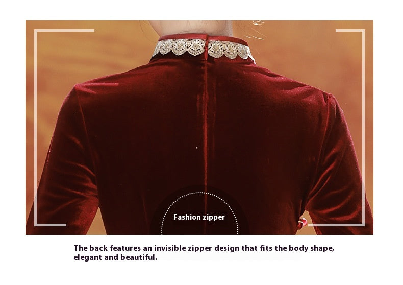 Autumn Winter Mid-Sleeve Qipao – Mother’s Toast Dress