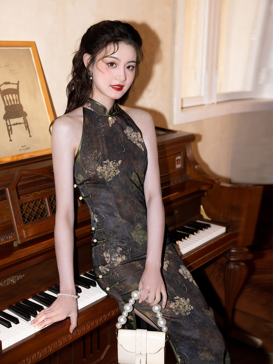 Elegant Slim Fit Cheongsam – 2025 Black Retro Qipao