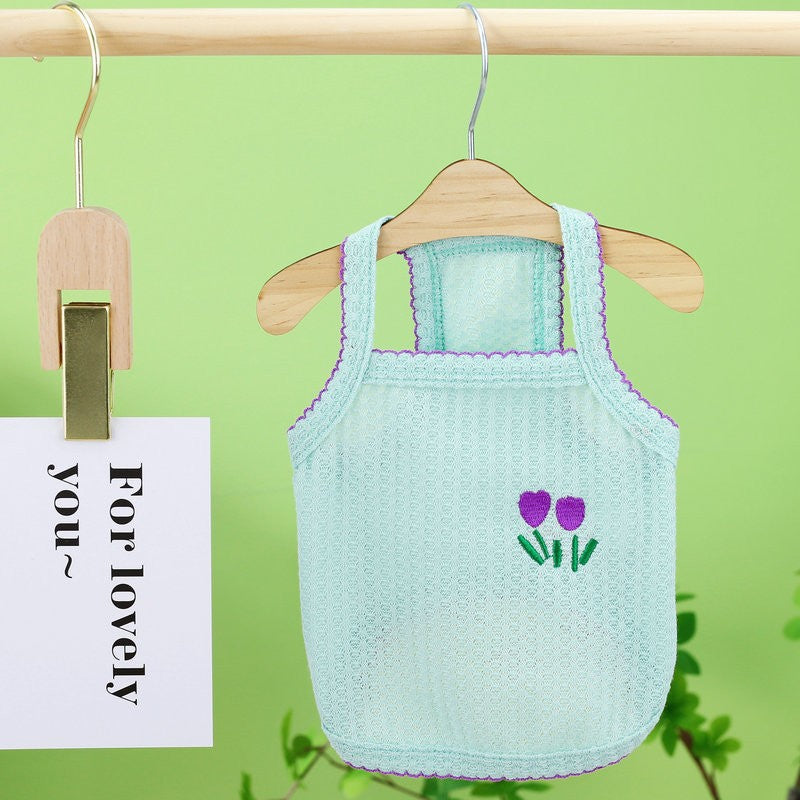 Spring Summer Pet Chinese Style Embroidered Vest for Dogs and Cats