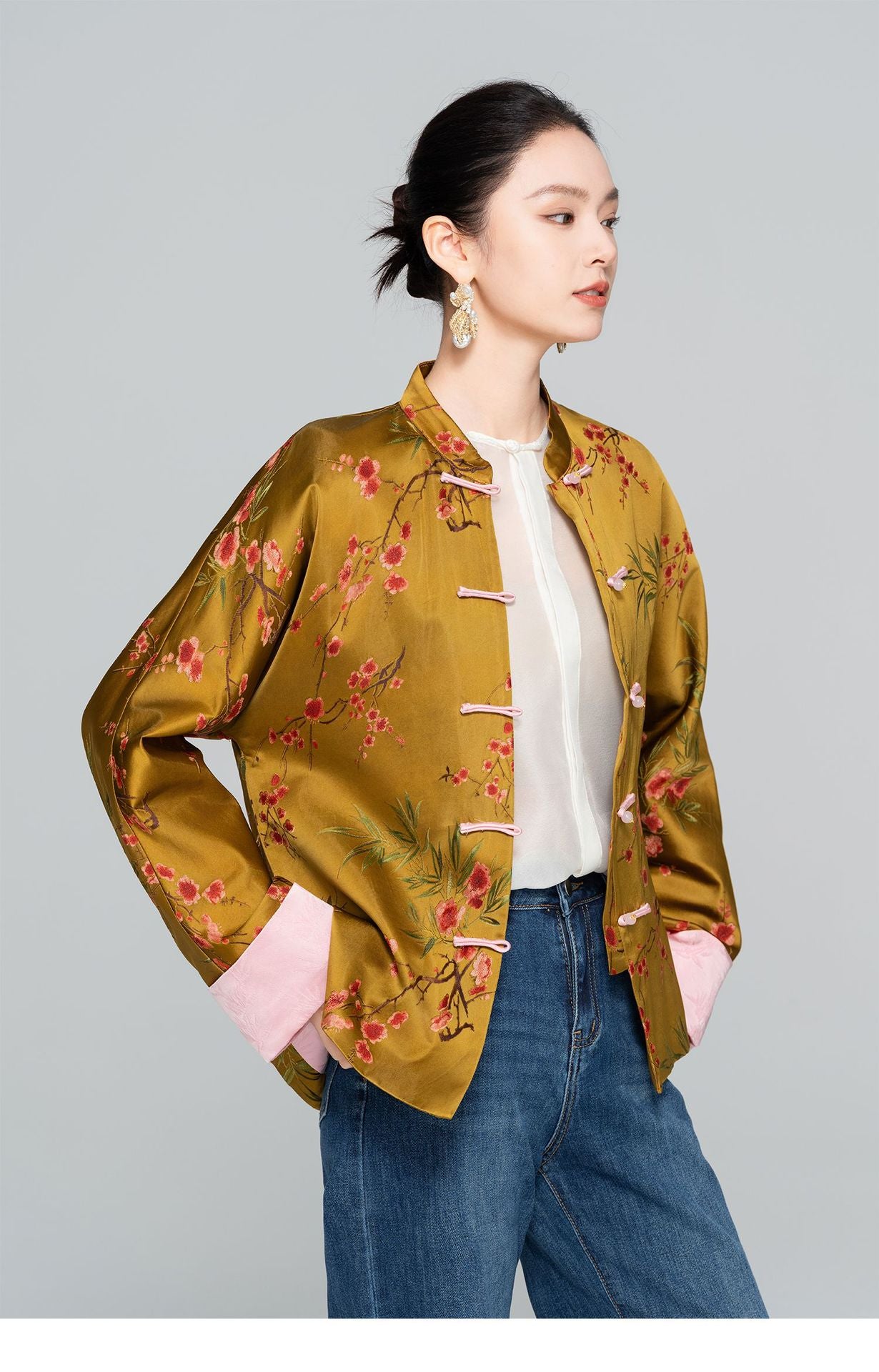 Old Money Style Printed Tang Jacket for Women