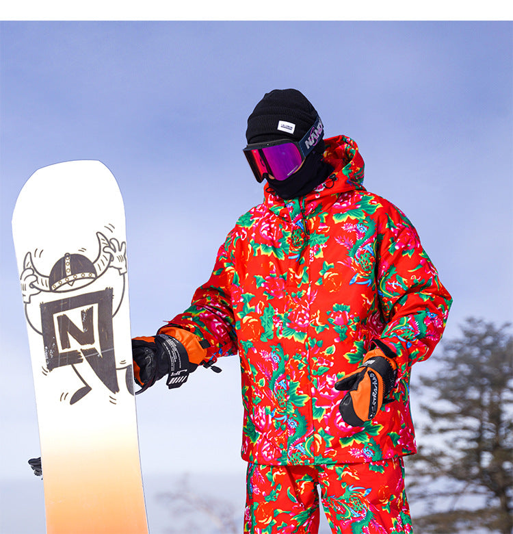 Northeast Large Floral Cotton Jacket Fleece Lined Warm Winter Coat