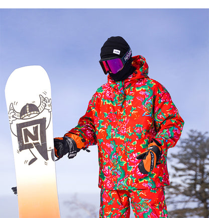 Northeast Large Floral Cotton Jacket Fleece Lined Warm Winter Coat