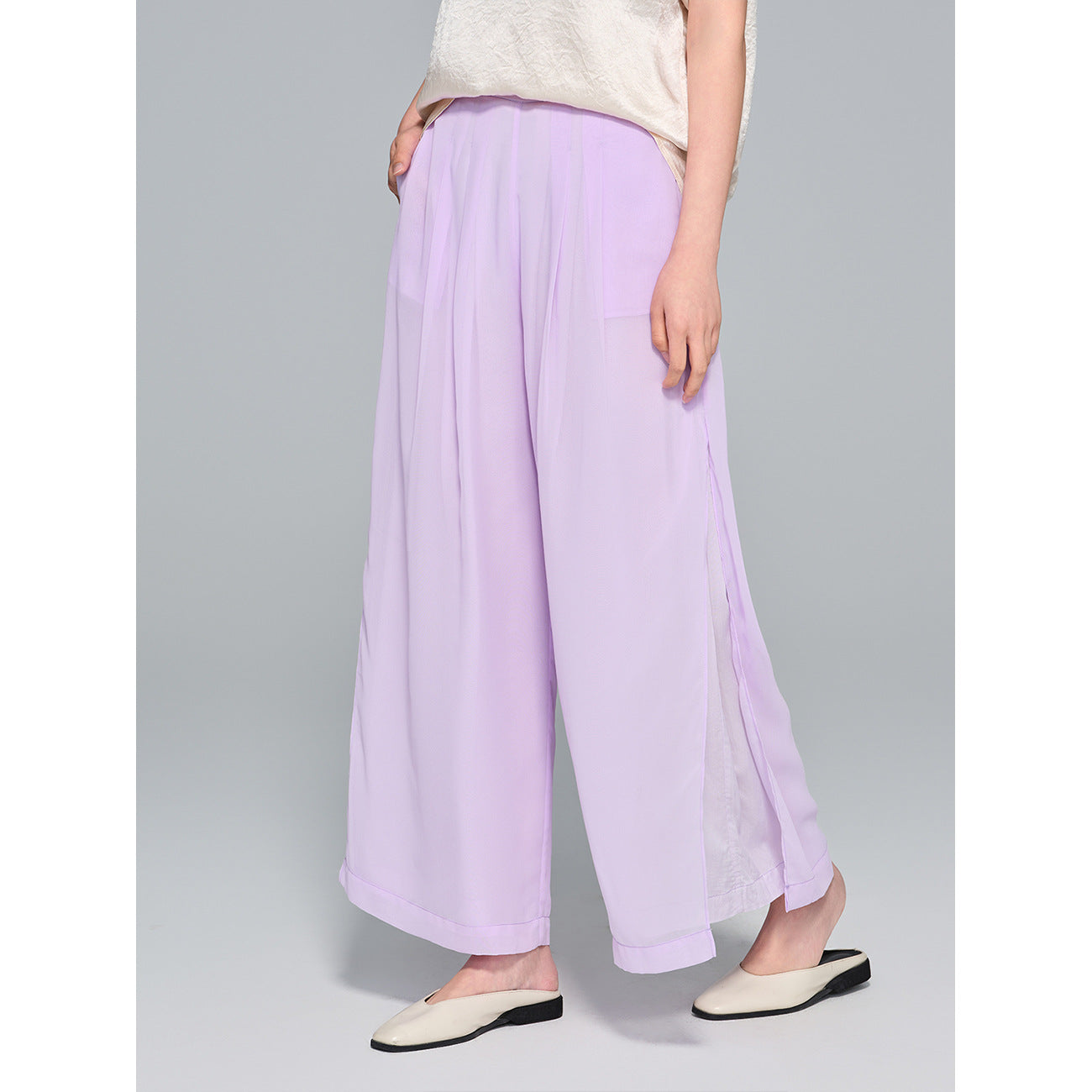 Elegant Slimming Wide-Leg Pants, Draped Design