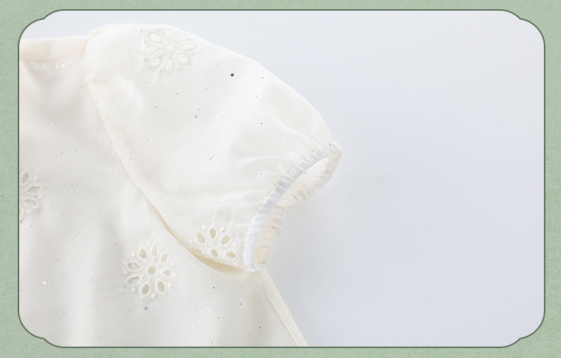 Girls Summer Hanfu Set — Short Sleeve Shirt & Mamian Skirt Two-Piece