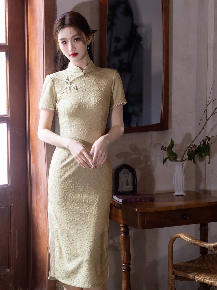 Yellow Cheongsam 2025 – Summer Petite Elegant Daily Dress