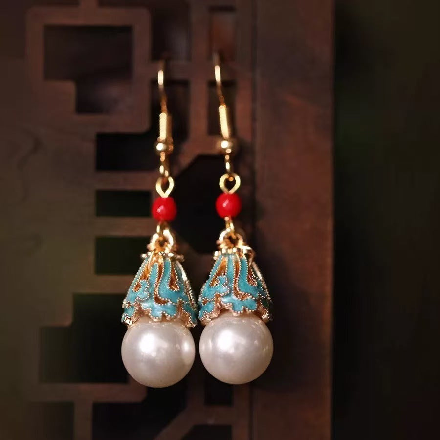 Burnt Blue Earrings | New Chinese Style Ancient Fairy Vintage Cheongsam Accessory